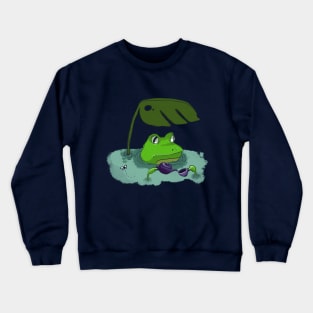 Tea Drinker Frog in the Pond Crewneck Sweatshirt